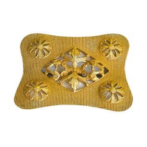 Antique Brooch Sash Pin Art Nouveau Victorian Filigree Open-Work Gold Tone